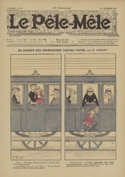 The danger of ready-made expressions. Illustration for Le Pele-Mele, 1902 by Henri Avelot