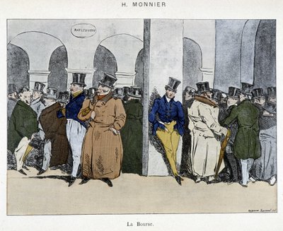 Businessmen of the Paris Stock Exchange - Drawing by Henri Monnier, Early 19th Century by Henri Bonaventure Monnier