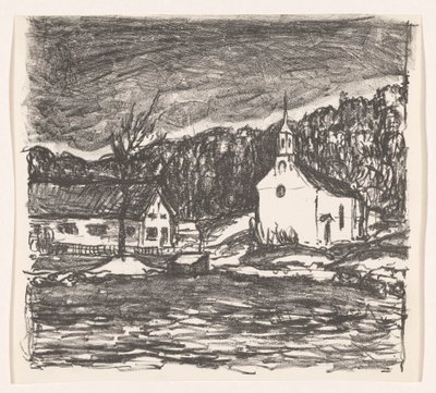 Hilly Landscape with Church by Henri Braakensiek (signed by artist)