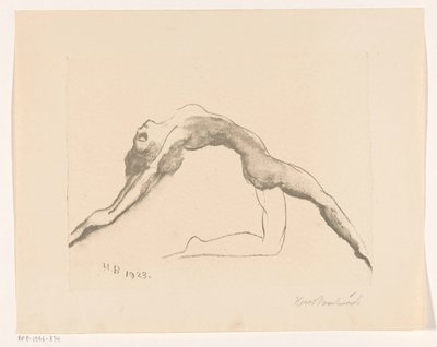Naked Woman Diving Backwards by Henri Braakensiek (signed by artist)