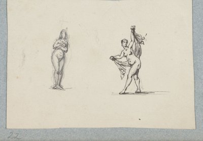 Two Naked Women, the Right One with a Veil by Henri Cameré