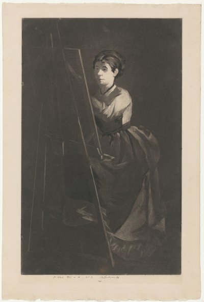 Portrait of Eva Gonzalès at an Easel by Henri Charles Guérard (signed by artist)