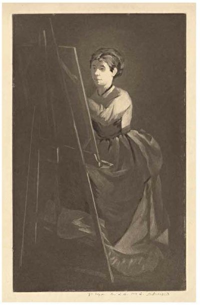 At the Easel – Portrait of the Artist Jeanne Gonzalès by Henri Charles Guérard