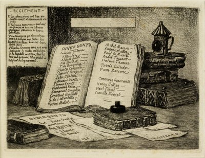 Books and Lantern, 1880 by Henri Charles Guérard