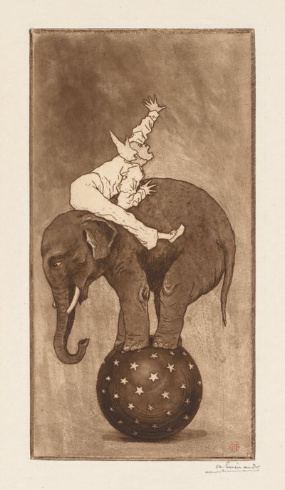 Elephant and Clown, c. 1889 by Henri Charles Guérard