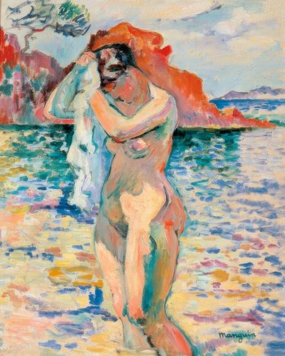 A Bather Drying Her Hair by the Sea by Henri Charles Manguin
