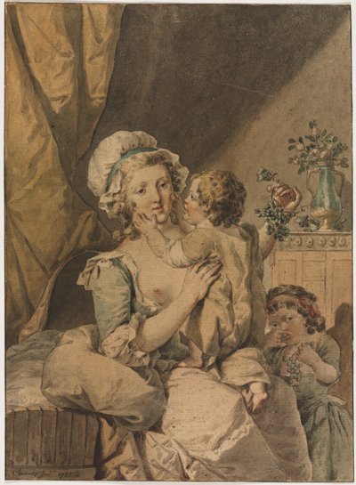 Mother with Two Children by Henri Chevaux