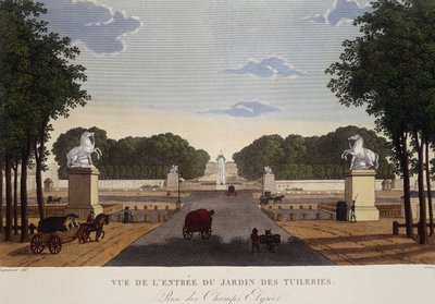 Entrance of the Tuileries Garden View of the Champs-Elysées, circa 1820 - in “Vues de Paris” by Courvoisier by Henri Courvoisier Voisin