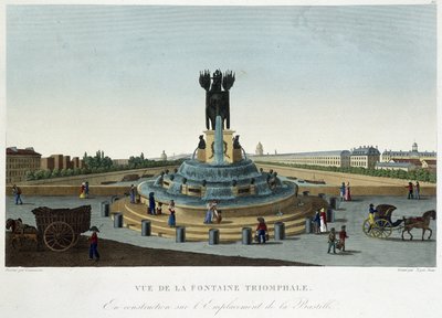 View of the Triumphal Fountain at the Bastille - in Views of Paris by Courvoisier by Henri Courvoisier Voisin