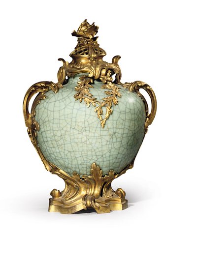 One of a pair of Louis XV style vases and covers, mounts dated 1883, porcelain late eighteenth- early nineteenth century by Henri Dasson