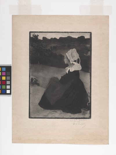 Seated Breton Woman by Henri Delavallee