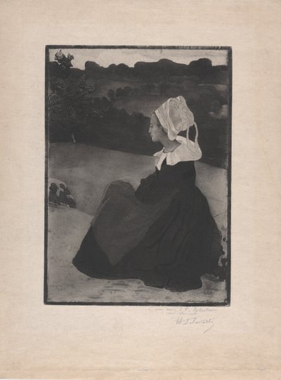 Seated Breton Woman by Henri Delavallee