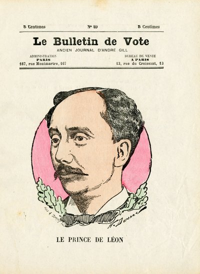 Ballot 2nd series, Satirical in Colors: Prince de Leon - Illustration by Henri Demare (1846-1888) by Henri Demare