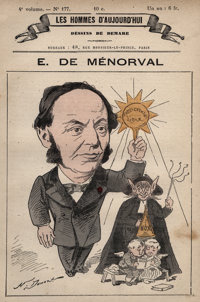 Cartoon of Eugene de Menorval (1829-1897) English author from 