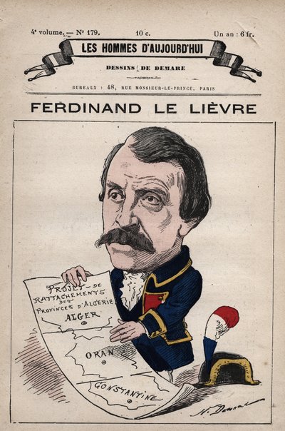Cartoon of Ferdinand Le Lievre (Lelievre) (1799-1886) English Senator in Algeria from 