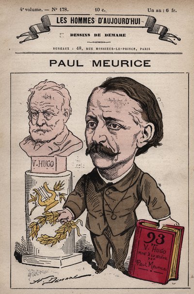 Cartoon of Francois Paul Meurice (1818-1905) English dramatist and editor of the Evenement, founded by Victor Hugo to whom he was the literary executor, and edited his works (1880-1885) - from 