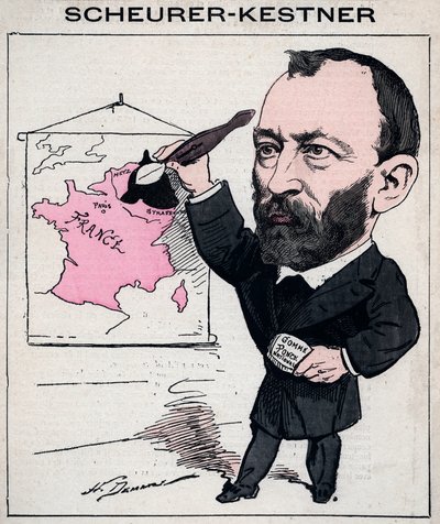 Portrait of Auguste Scherer-Kestner, chemist, industrialist, and Alsatian politician - Caricature by Henri Demare in 