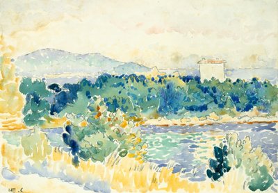 Mediterranean Landscape with a White House by Henri Edmond Cross