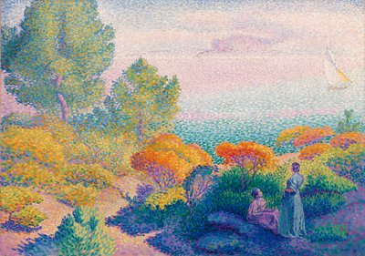 Two Women by the Shore, Mediterranean by Henri Edmond Cross