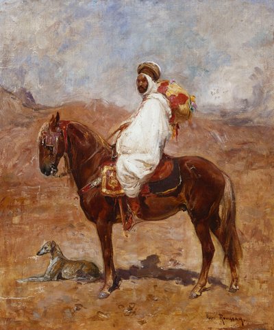 An Arab on a Horse in a Desert Landscape by Henri Emilien Rousseau