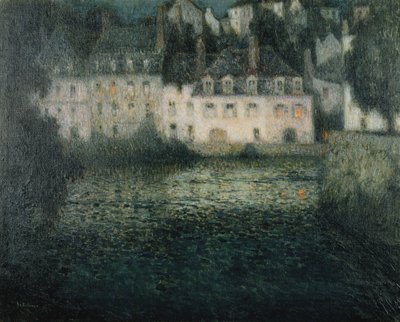 House on the River in the Moonlight by Henri Eugene Augustin Le Sidaner