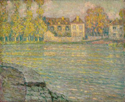 Houses by the River at Sunset, Moret by Henri Eugene Augustin Le Sidaner