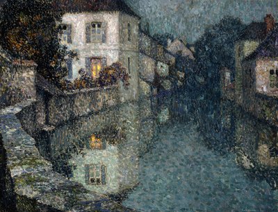 Houses on the Canal, Nemours by Henri Eugene Augustin Le Sidaner