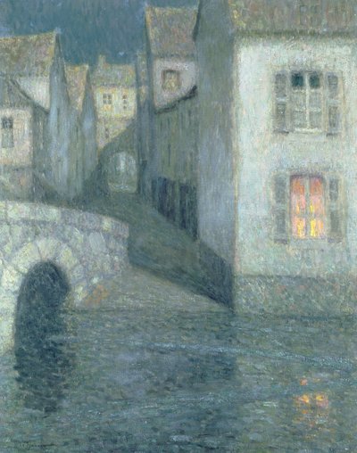 Houses on the river, Chartres by Henri Eugene Augustin Le Sidaner