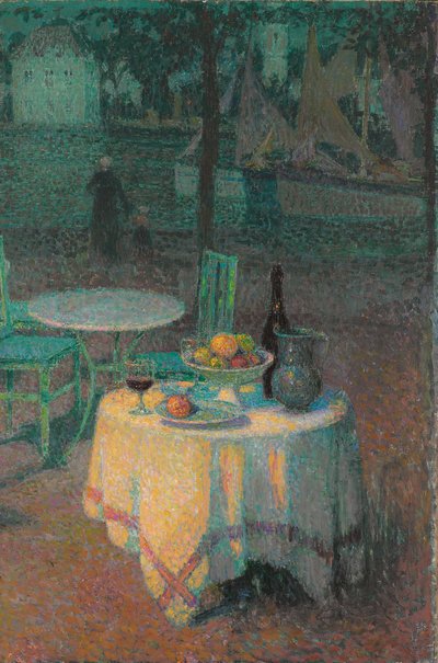 Port Cafe by Henri Eugene Augustin Le Sidaner