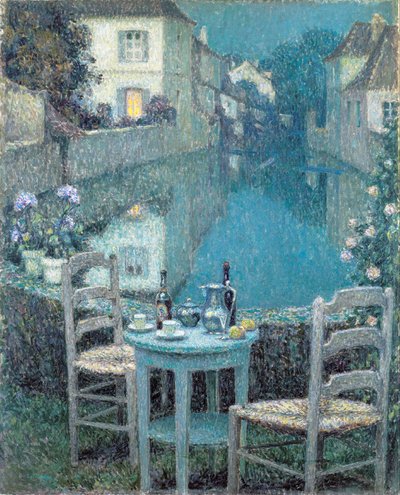 Small Table in Evening Dusk by Henri Eugene Augustin Le Sidaner