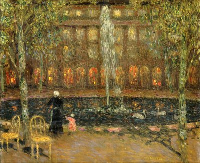 The Pond at the Palais Royal by Henri Eugene Augustin Le Sidaner
