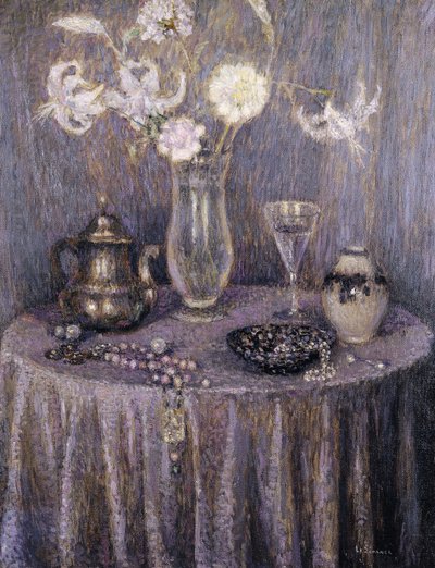The Table, Gray Harmony by Henri Eugene Augustin Le Sidaner