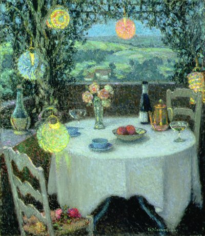 The Table Beneath Lanterns by Henri Eugene Augustin Le Sidaner
