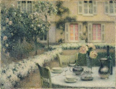 The Table in the White Garden at Gerberoy by Henri Eugene Augustin Le Sidaner