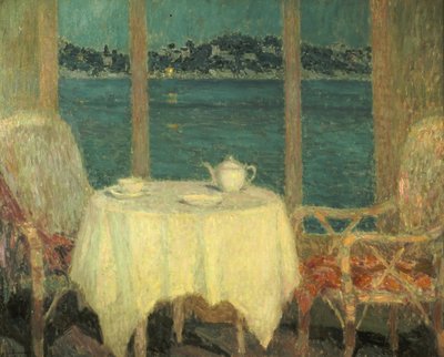 The Terrace in Front of the Bay of St. Tropez by Henri Eugene Augustin Le Sidaner