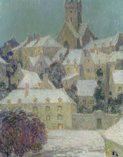 Winter Evening, View of a Town by Henri Eugene Augustin Le Sidaner