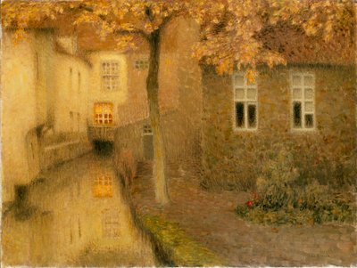 A Canal in Bruges at Dusk by Henri Eugene Le Sidaner