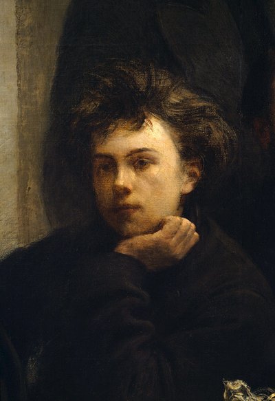 A Corner Table (detail). Portrait of Arthur Rimbaud by Ignace Henri Jean Fantin Latour