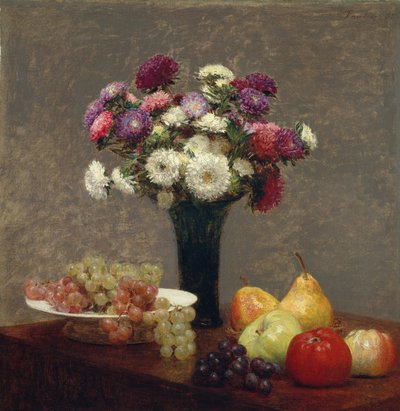 Asters and Fruit on a Table, 1868 by Ignace Henri Jean Fantin Latour