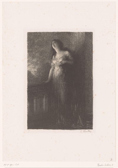 Julia Standing on the Balcony at Night by Ignace Henri Jean Fantin Latour