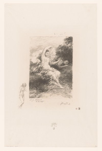 Lydé Watches Over Her Sleeping Lover (series title: Poems of André Chénier) by Ignace Henri Jean Fantin Latour