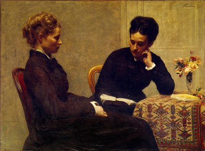 Reading: A woman reading to a young blind person by Ignace Henri Jean Fantin Latour