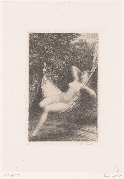 Sara Naked in a Hammock Above the Water by Ignace Henri Jean Fantin Latour