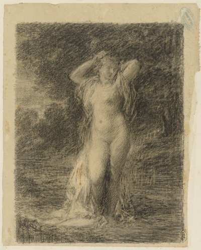Standing Naked Woman in a Forest Landscape with Water by Ignace Henri Jean Fantin Latour