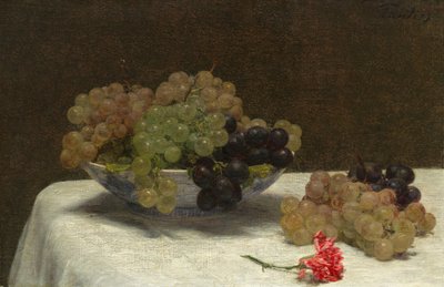 Still Life with Grapes and a Carnation by Ignace Henri Jean Fantin Latour