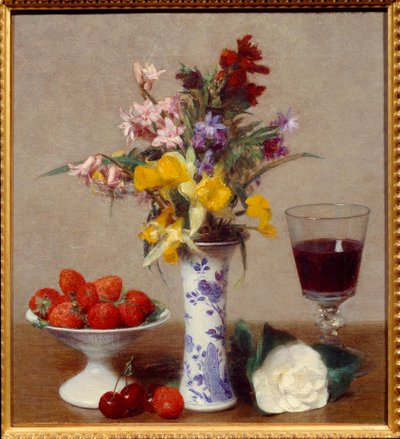 Still life called the engagement by Ignace Henri Jean Fantin Latour