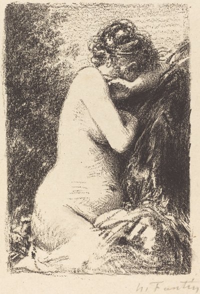 Weeper: Study of a Nude Woman, Seated with Profile to Right by Ignace Henri Jean Fantin Latour