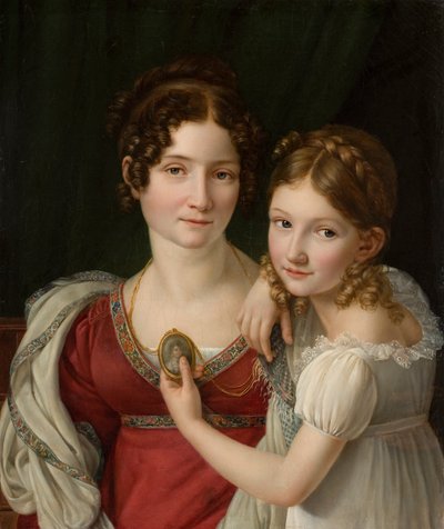 Portrait of a Mother with her Daughter by Henri Francois Riesener