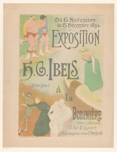Poster for H.G. Ibels Exhibition at La Bodinière Theater by Henri Gabriel Ibels