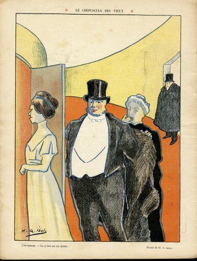 Illustration by H. G. Ibels (1867-1936) in Le Rire, 27/02/09 - The Twilight of the Old - Theatre, Third Age, Life of the Rich - Spectators by Henri Gabriel Ibels